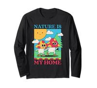 La Natura è la mia casa (Grafica a Forma di Fungo) Maglia a Manica