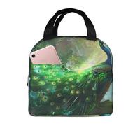 La nobile borsa termica per il pranzo a forma di pavone, resistente ed elegante con un foglio di alluminio spesso, borsa per il pranzo completamente isolata per donne e uomini.