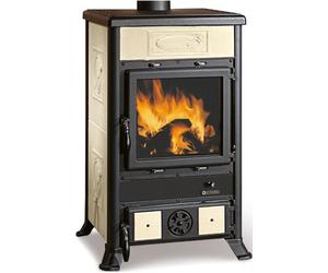 La Nordica-Extraflame Stufa a Legna in Ghisa Potenza 8,8 kW Volume Riscaldabile 252 m3 Rivestimento Maiolica colore Liberty Panna - Rossella R1 BII 7112159