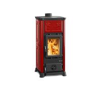 Stufa a Legna EMILIANA 7112600 Bordeaux 6,5 Kw rivestimento in Maiolica Adatto per Stanze Fino 186 m3 profonditÃ 490 mm