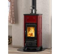 Stufa a Legna EMILIANA 7112600 Bordeaux 6,5 Kw rivestimento in Maiolica Adatto per Stanze Fino 186 m3 profonditÃ 490 mm