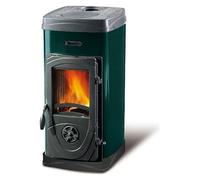 Nordica Extraflame Stufa a Legna Bruciatutto 5 Kw Volume 143 m3 Testata in Ghisa Rivestimento Acciaio Smaltato Colore Verde - Super Junior