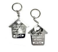 "La Nostra Casetta L'inizio di un Nuovo Capitolo di Vita Insieme" Coppia Portachiavi in Plexy Argento/Oro Personalizzati con Iniziali Idea Regalo Natale Compleanno Anniversario Sanvalentino Convivenza