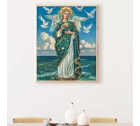 La nostra Signora Diamond Painting Kit CompletoMaria Pittura Diamante 5D Rotondo Completo per Adulti Principiante, Pittura Diamante Strass Ricamo a Punto Croce Painting per Regalo 100x135cm PJY9 S-7