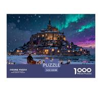 La notte di Natale a Mont Saint-Michel Puzzle in Legno Impermeabile DIY Puzzles Da 1000 Pezzi Regali Per Adulti Colorati Per Decorazioni Domestiche