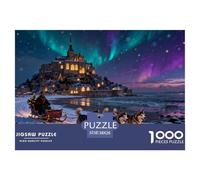 La notte di Natale a Mont Saint-Michel Puzzle in Legno Impermeabile DIY Puzzles Da 1000 Pezzi Regali Per Adulti Divertenti Per Decorazioni Domestiche