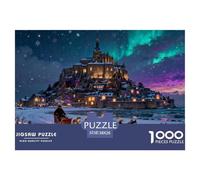 La notte di Natale a Mont Saint-Michel Puzzle in Legno Impermeabile DIY Puzzles Da 1000 Pezzi Regali Per Adulti Colorati Giochi Di Impegnativi