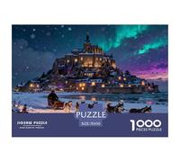 La notte di Natale a Mont Saint-Michel Puzzle in Legno Impermeabile Puzzles Da 1000 Pezzi Per Adulti Sfidanti E Rompicapo Giochi Di Puzzle Impegnativi