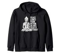 La Pace Viene da Dentro Non Cercare Senza Buddha Citazione Felpa con Cappuccio