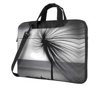 La palma nera lascia la valigetta a tracolla per computer portatile stampata facile da usare quando si viaggia per affari, Nero, 13 inch