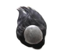 La parrucca calva di una signora, Capelli veri da donna, densità 120%, pezzo intero in PU da 7"x9"(Black,16 inch)