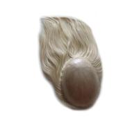 La parrucca calva di una signora, Capelli veri da donna, densità 120%, pezzo intero in PU da 7"x9"(Blonde,14 inch)