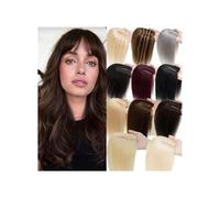 La parrucca calva di una signora, Top in capelli veri da donna con frangia, pezzo di capelli lisci traspiranti 12x13 cm(Dark Brown,30CM)