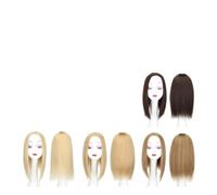 La parrucca calva di una signora, Topper for capelli lisci Remy veri da donna, 10/12 pollici, senza frangia, 9x14 cm, base in pizzo svizzero sottile(Dark Blonde+Bleach Blonde,30CM)