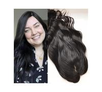 La parrucca calva di una signora, Topper for capelli umani europei - Base in seta 12x13 cm con PU e 4 clip, capelli vergini ondulati da 8 a 22 pollici for capelli sottili(Black,14 inches)