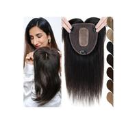 La parrucca calva di una signora, Topper for capelli umani for donna Topper for capelli lisci dall'aspetto naturale 12x13 cm Base in seta traspirante con clip in pezzi di capelli Remy brasiliani Aumen