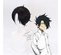 La parrucca cosplay promessa di Neverland Ray nero capelli sintetici in stile corto + cappuccio parrucca nero