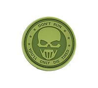 LA PATCHERIA Patch Don't Run You'll Only Die Tired 5x5cm - Patch 100% Gomma con Velcro® originale Velcro® Brand Hook Cucito sul Retro - 3D alta definizione - per Decorare Giacche, Zaini, Uniformi