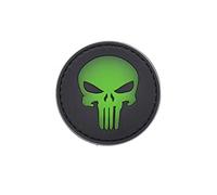 LA PATCHERIA Patch Punisher - GITD 5x5cm - Patch 100% Gomma con Velcro® originale Velcro® Brand Hook Cucito sul Retro - 3D alta definizione - per Decorare Giacche, Zaini, Uniformi