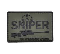 LA PATCHERIA Patch SNIPER Out of Sight Out of Mind 7.5x5cm - Patch 100% Gomma con Velcro® originale Velcro® Brand Hook Cucito sul Retro - 3D alta definizione - per Decorare Giacche, Zaini, Uniformi
