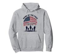 La Patria dei Liberi a Causa del Coraggioso Tributo Patriottico Felpa con Cappuccio, Unisex per Adulti, Grigio Melange, S