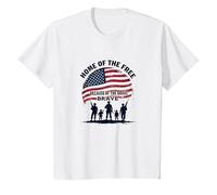 La Patria dei Liberi a Causa del Coraggioso Tributo Patriottico Maglietta, Bambini, Bianco, 2 Anni