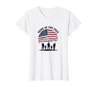 La Patria dei Liberi a Causa del Coraggioso Tributo Patriottico Maglietta, Donna, Bianco, XL
