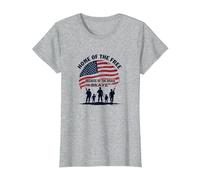La Patria dei Liberi a Causa del Coraggioso Tributo Patriottico Maglietta, Donna, Grigio Melange, XXL