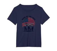 La Patria dei Liberi a Causa del Coraggioso Tributo Patriottico Maglietta, Donna Plus-Size, Navy, 2X