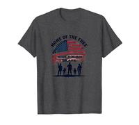 La Patria dei Liberi a Causa del Coraggioso Tributo Patriottico Maglietta, Uomo, Grigio Scuro, XXL