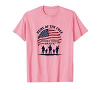 La Patria dei Liberi a Causa del Coraggioso Tributo Patriottico Maglietta, Uomo, Rosa, 3XL