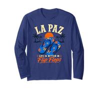 La Paz Baja Messico - La Vita è Migliore in Flip Flops Beach Maglia a Manica