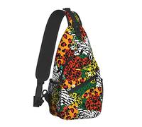 La pelle delle bestie tropicali selvagge nelle borse pettorali in stile africano Borsa a tracolla Borsa a tracolla da viaggio Zaino da escursionismo Zaino casual a spalla per donna Uomo