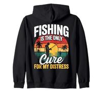 La pesca è l'unica cura della mia terapia Fisherman Stress Relief Felpa con Cappuccio