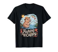 La Pesca Mi Rende Cappy Fisherman Capybara Angler Maglietta