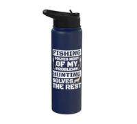 La pesca risolve la maggior parte dei miei problemi La caccia risolve il resto Stainless Steel Insulated Water Bottle