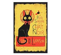 La Petite Sorciere Et Le Chat Noir Service De Livraison, cartello in metallo resistente alle intemperie, decorazione da parete, regalo di inaugurazione della casa, poster in metallo, 20 x 30 cm