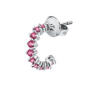 LA PETITE STORY Mono Orecchino Donna in Acciaio a Cerchio, Cristalli Rosa, Collezione SINGLE EARRINGS - LPS02AQM100