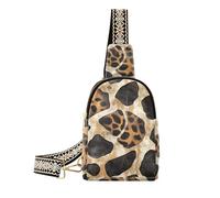 La piccola borsa a tracolla alla moda di Safari della stampa della zampa di cuoio marrone leggero borse per il pacchetto di giorno, safari stampa zampa