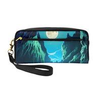 La piccola borsa di trucco della grotta della luna dell'acqua, doppio ha parteggiato il sacchetto del cuoio di Cas