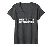La Piccola detrazione fiscale di papà Maglietta con Collo a V, Donna, Grigio Scuro, L