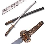 La più bella spada samurai riccamente incisa spada katana in vero acciaio della famiglia MASAMUNE Date per la decorazione di un collezionista o come regalo Plus Espositore 180
