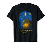 La più Grande di Tutte Le Notte Stellate di Natale Presepe Van Gogh Maglietta