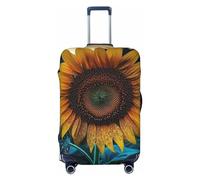 La più valigia da viaggio con girasole, elastica, lavabile, protettiva, alla moda, elasticizzata, antipolvere, adatta a bagagli da 18 a 32 pollici, nera, L