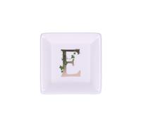 La Porcellana Bianca - Piattino Quadrato Lettera E - Arredo Casa, Cucina - Linea Adorato - Idea Regalo - Porcellana - 10x10xh1,5 cm