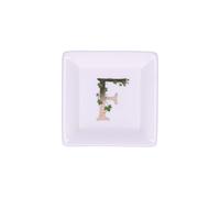 La Porcellana Bianca - Piattino Quadrato Lettera F - Arredo Casa, Cucina - Linea Adorato - Idea Regalo - Porcellana - 10x10xh1,5 cm