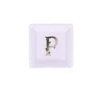 La Porcellana Bianca - Piattino Quadrato Lettera P - Arredo Casa, Cucina - Linea Adorato - Idea Regalo - Porcellana - 10x10xh1,5 cm