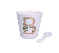 La Porcellana Bianca - Bicchierino Lettera B con Cucchiaino - Arredo Casa, Cucina - Linea Unico - Idea Regalo - Porcellana - 75 CC; Ø 6,7; h6 cm