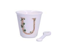 LA PORCELLANA BIANCA Set tazzina caffè + cucchiaino iniziale U rosa 75 cc