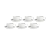LA PORCELLANA BIANCA Essenziale Tazza Tè The con Piattino Set 6 Pezzi 220ml Bian